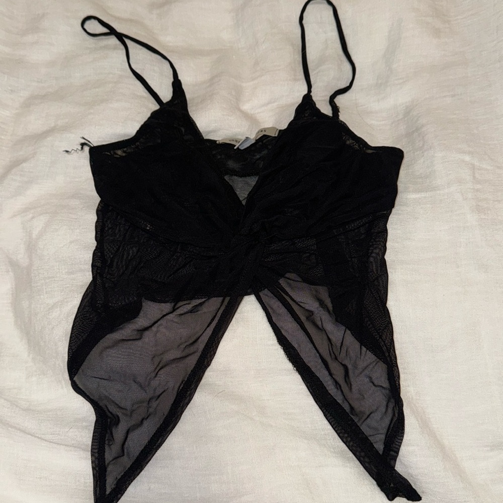 Urban Outfitters mini black mesh going out top